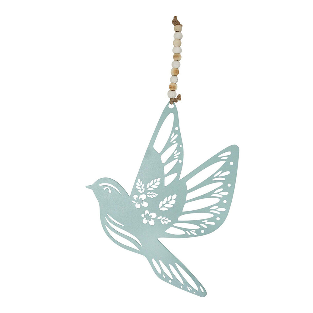 2PK LVD Metal/Beads 16cm Bird In Flight Hanging Decor - Blue