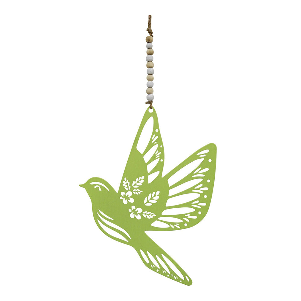 2PK LVD Metal/Beads 16cm Bird In Flight Hanging Decor - Apple