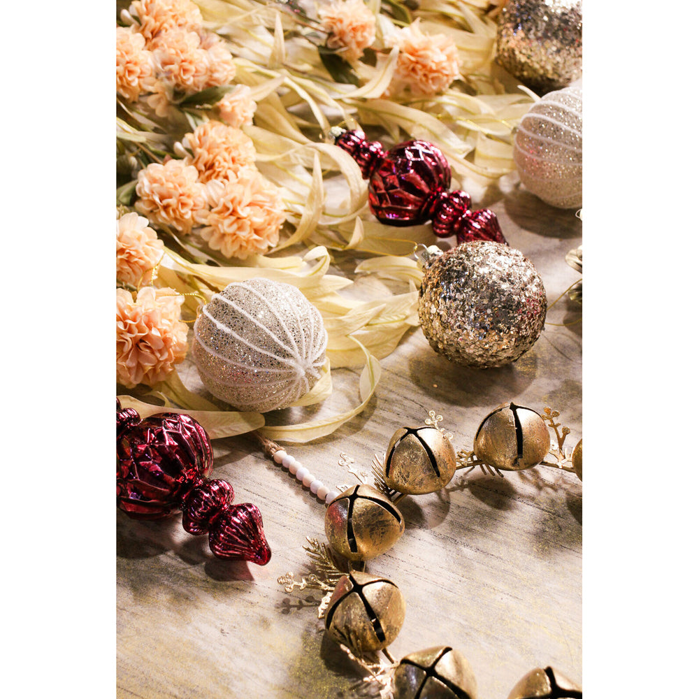 LVD 26x25cm Metal Bell Wreath Large Home Xmas Decor - Gold