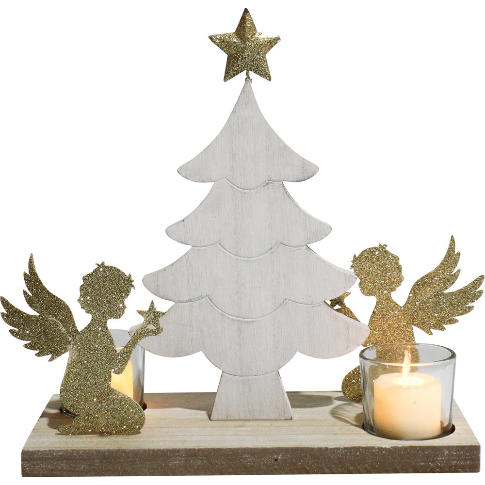 2PK LVD 29x24cm Metal Fairy Xmas Tree Candle Holder Home Decor
