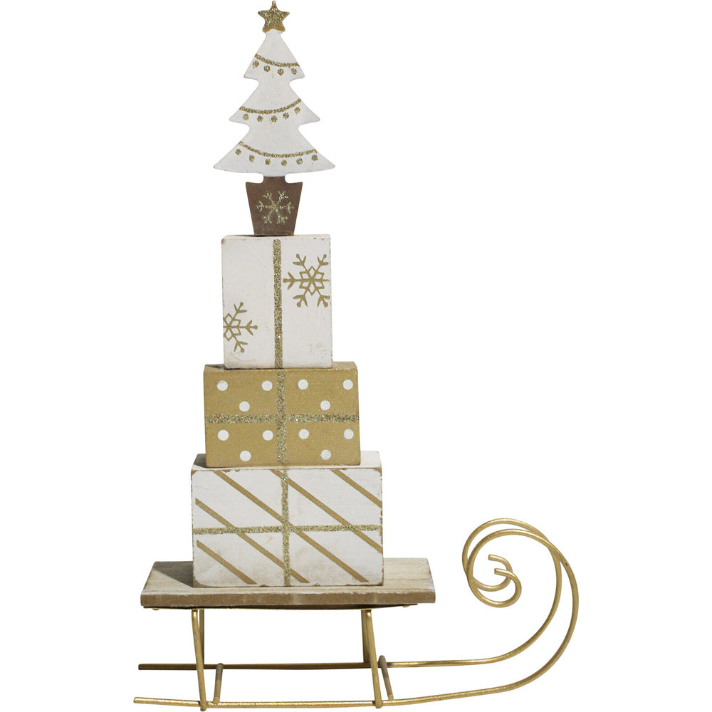 2PK LVD 30x19cm Metal Sleigh Xmas Present Stack Large Home Decor