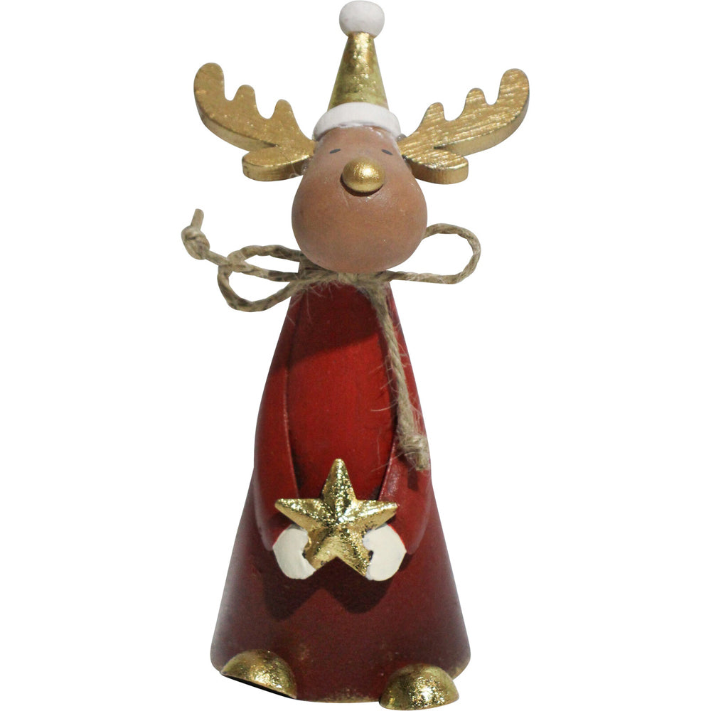 6PK LVD 13x7cm Metal/MDF Reindeer Small Figurine Home Decor - Red