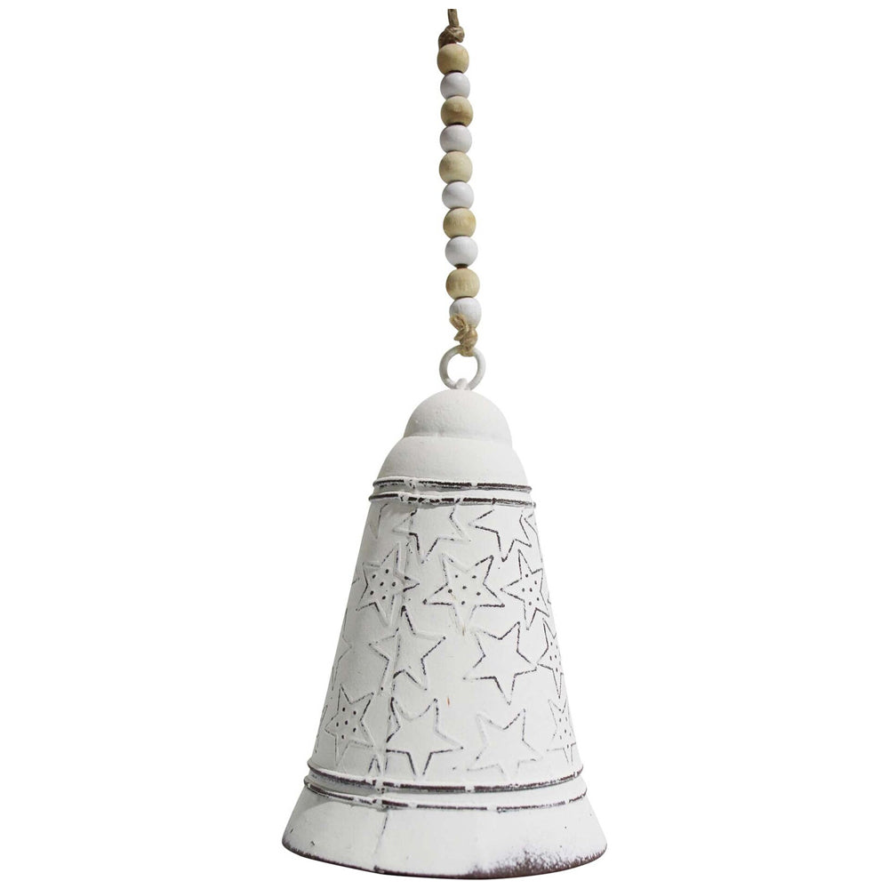 6PK LVD Metal Bell Christmas Star Home Hanging Decor 11.5cm - White