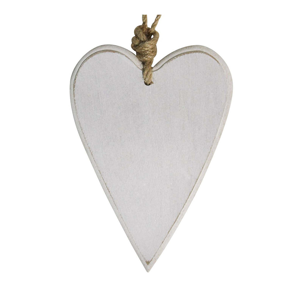 2PK LVD Metal/Jute 14.5cm Home Decorative Hanging Heart Ornament Medium - White