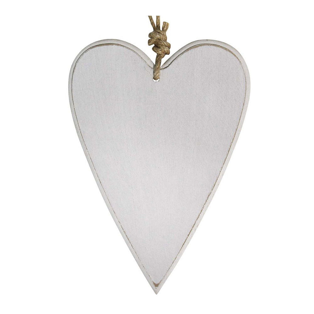 2PK LVD Metal/Jute 19.5cm Home Decorative Hanging Heart Ornament Large - White
