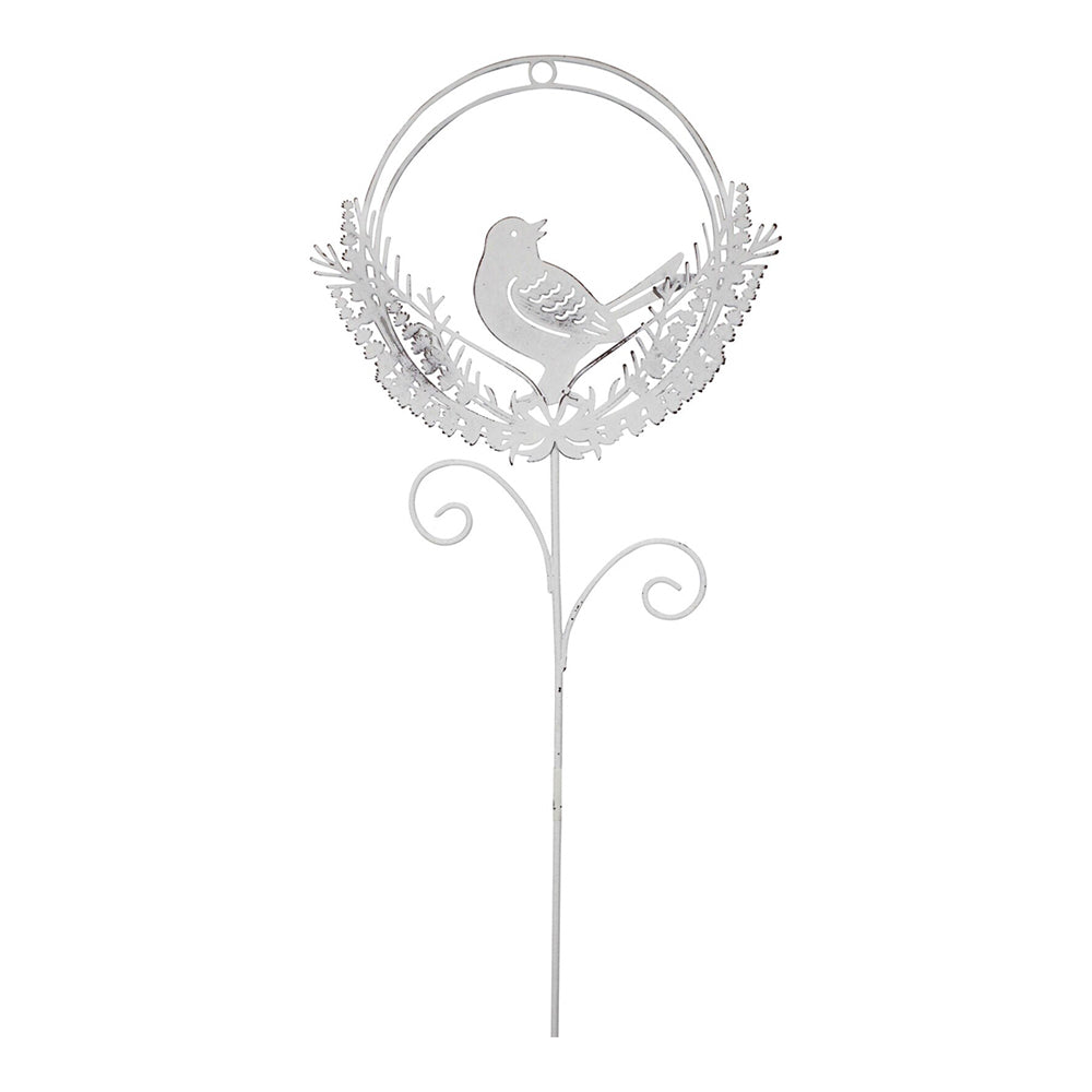 2PK LVD Metal 51cm Pot Stake Decorative Ornament Bird/Wreath