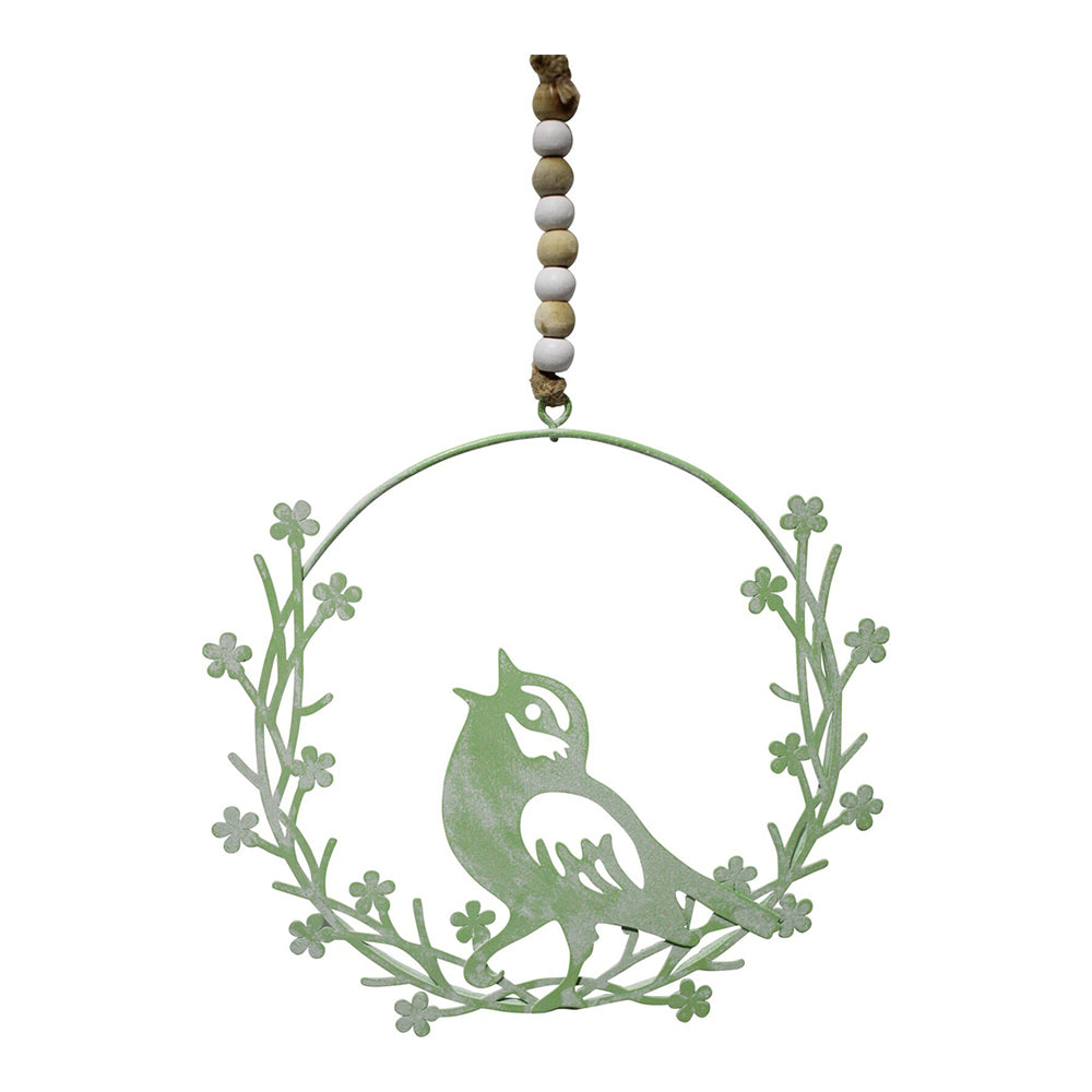 2PK LVD Metal 13.5cm Hanging Bird Wreath Home Decor - Sage