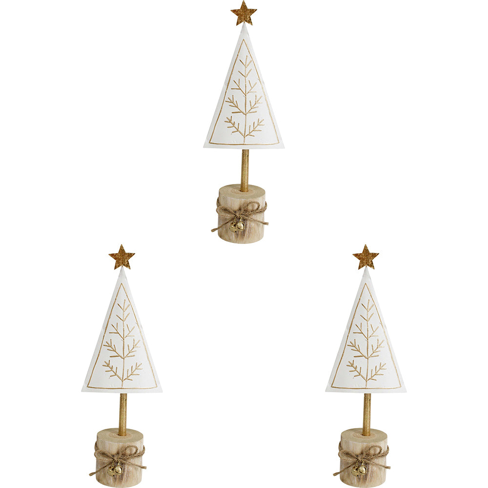 3PK LVD 9x25cm Metal/Wood Nostalgic Xmas Tree Home Decor