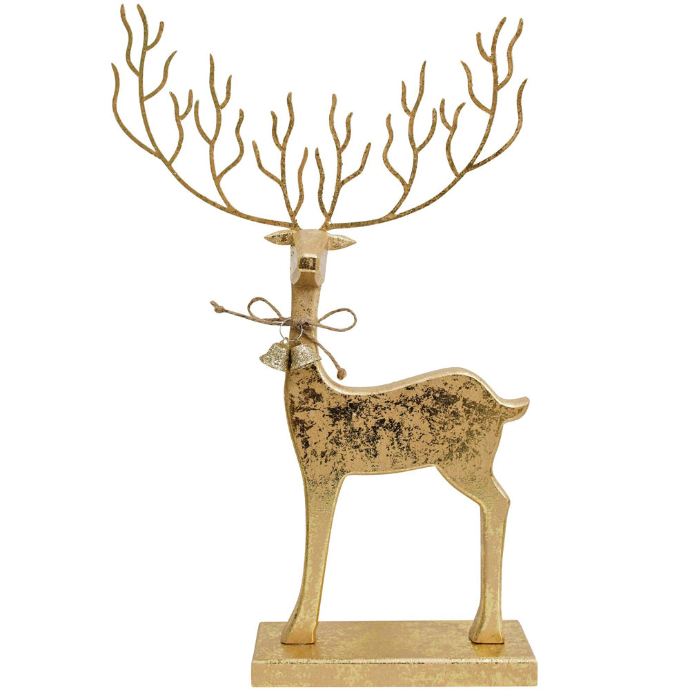 2PK LVD 22x37cm Wooden Mystical Reindeer Foil Home Decor - Gold