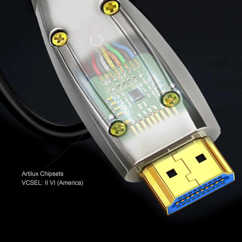 Cruxtec HDMI 2.1 8K Ultra-HD Active Optical Male Cable 30m 48Gbps - Silver