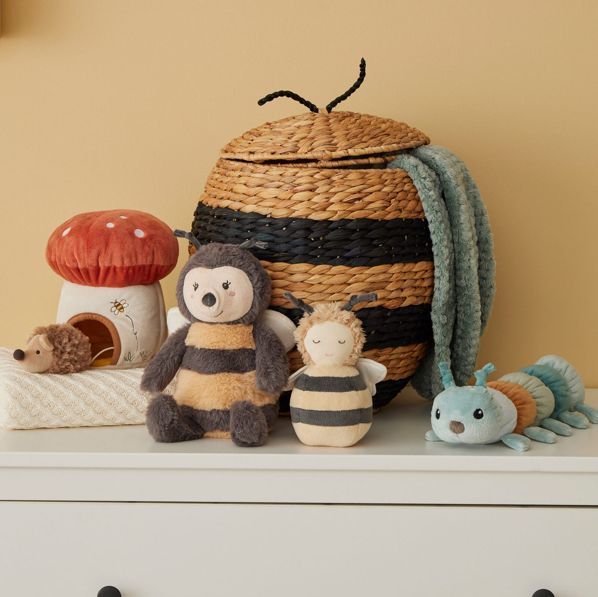 2pc Jiggle & Giggle Bee Basket Storage Organiser - Natural/Black