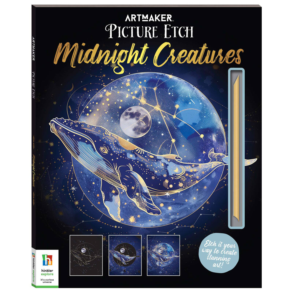 3PK Art Maker Picture Etch Kit Midnight Creatures 26x21cm
