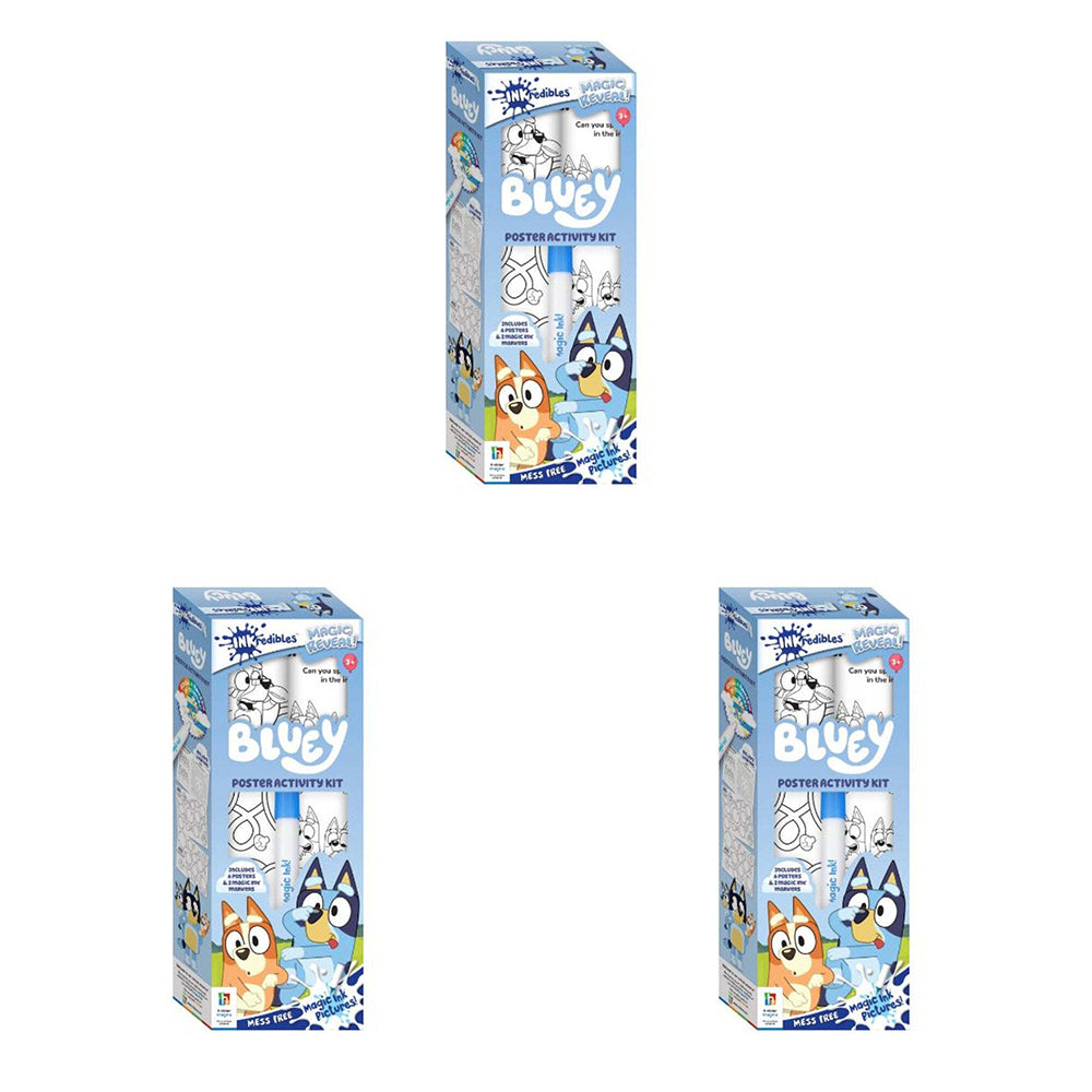 3PK Inkredibles Mess Free Magic Reveal Bluey Poster Activity Kit 3y+