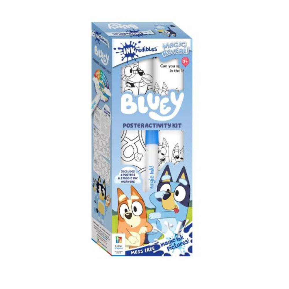 3PK Inkredibles Mess Free Magic Reveal Bluey Poster Activity Kit 3y+