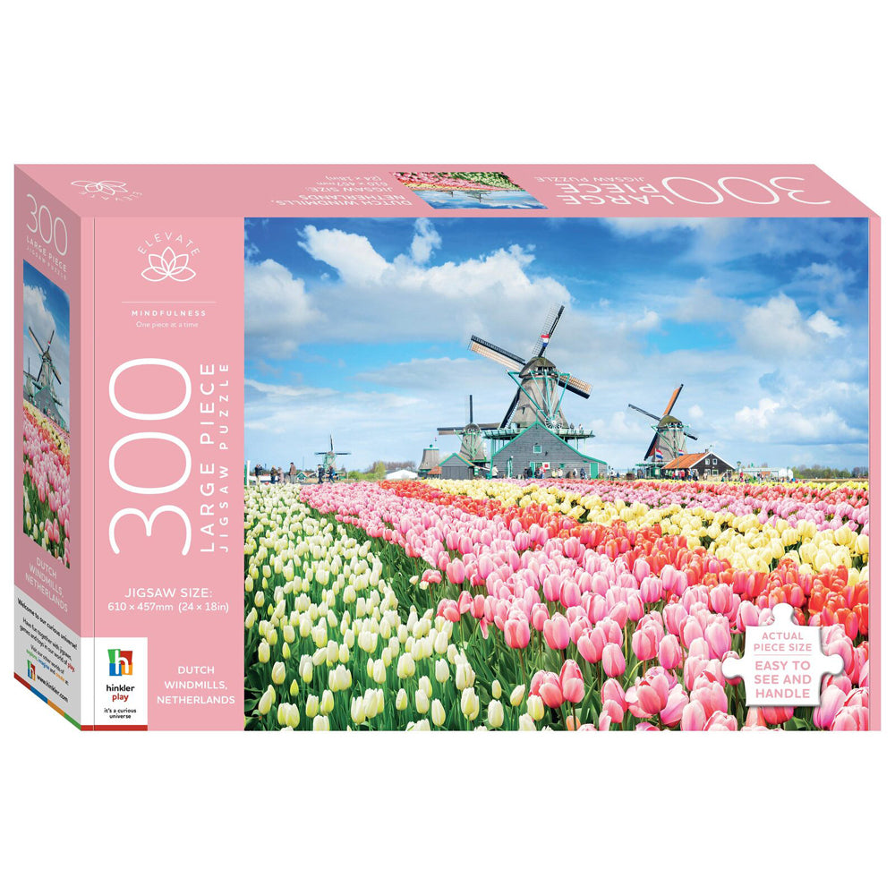 300pc Elevate Bridge Over a Pond of Lilies and 300pc Dutch Windmills Puzzle Set