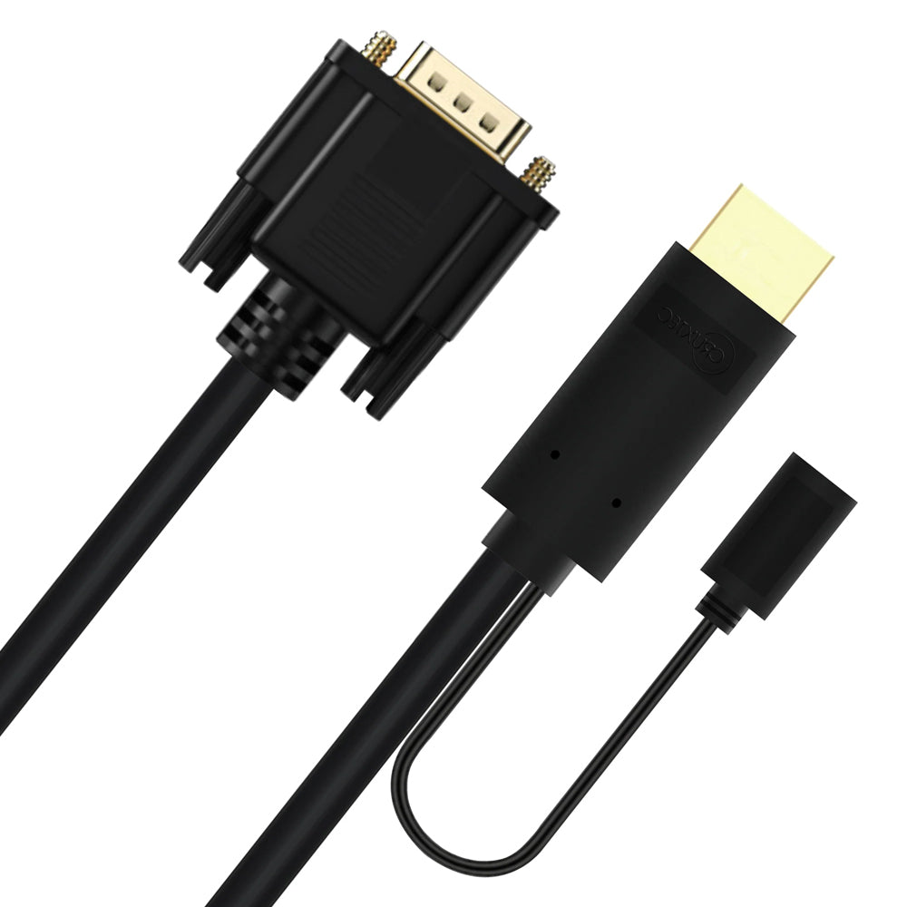 Cruxtec 2m HDMI Male to VGA Male Active Cable with Micro USB Female - Black