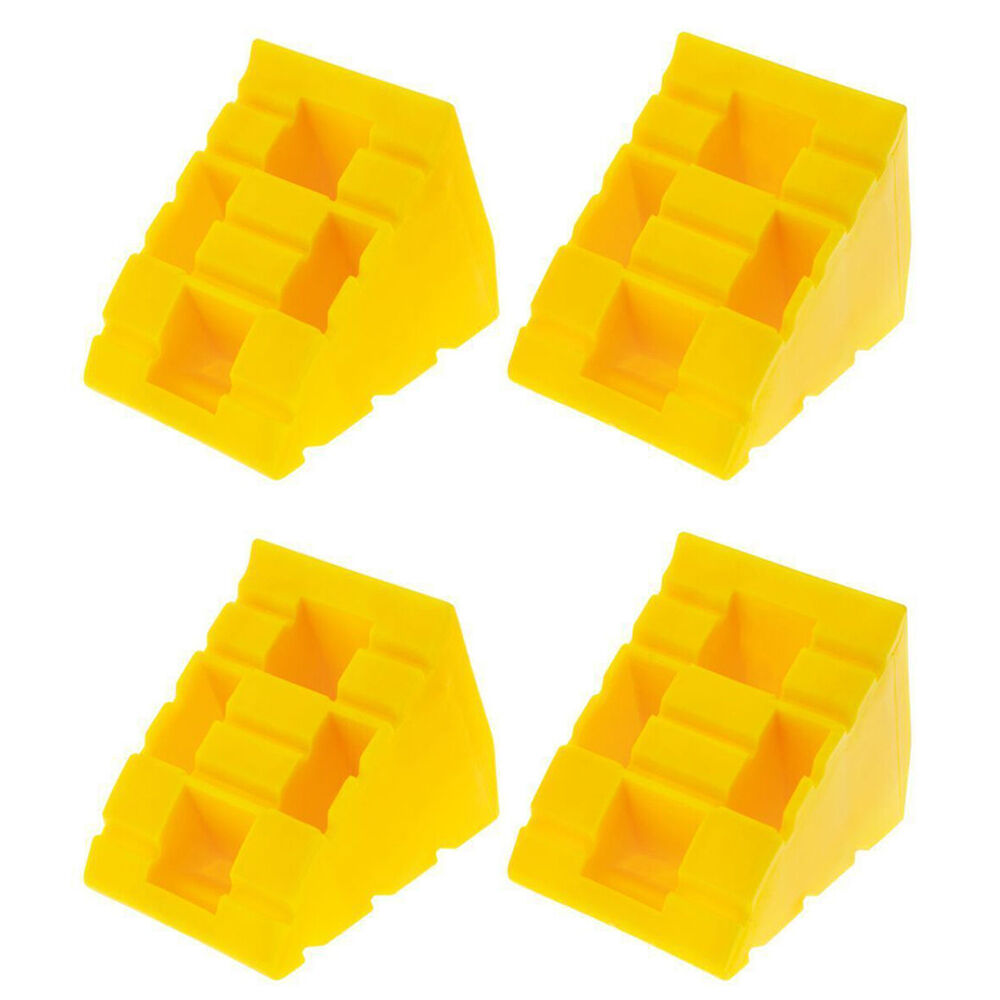 2x 2pc Hulk Plastic Levelling Caravan/Motorhome Ramp Chocks Yellow