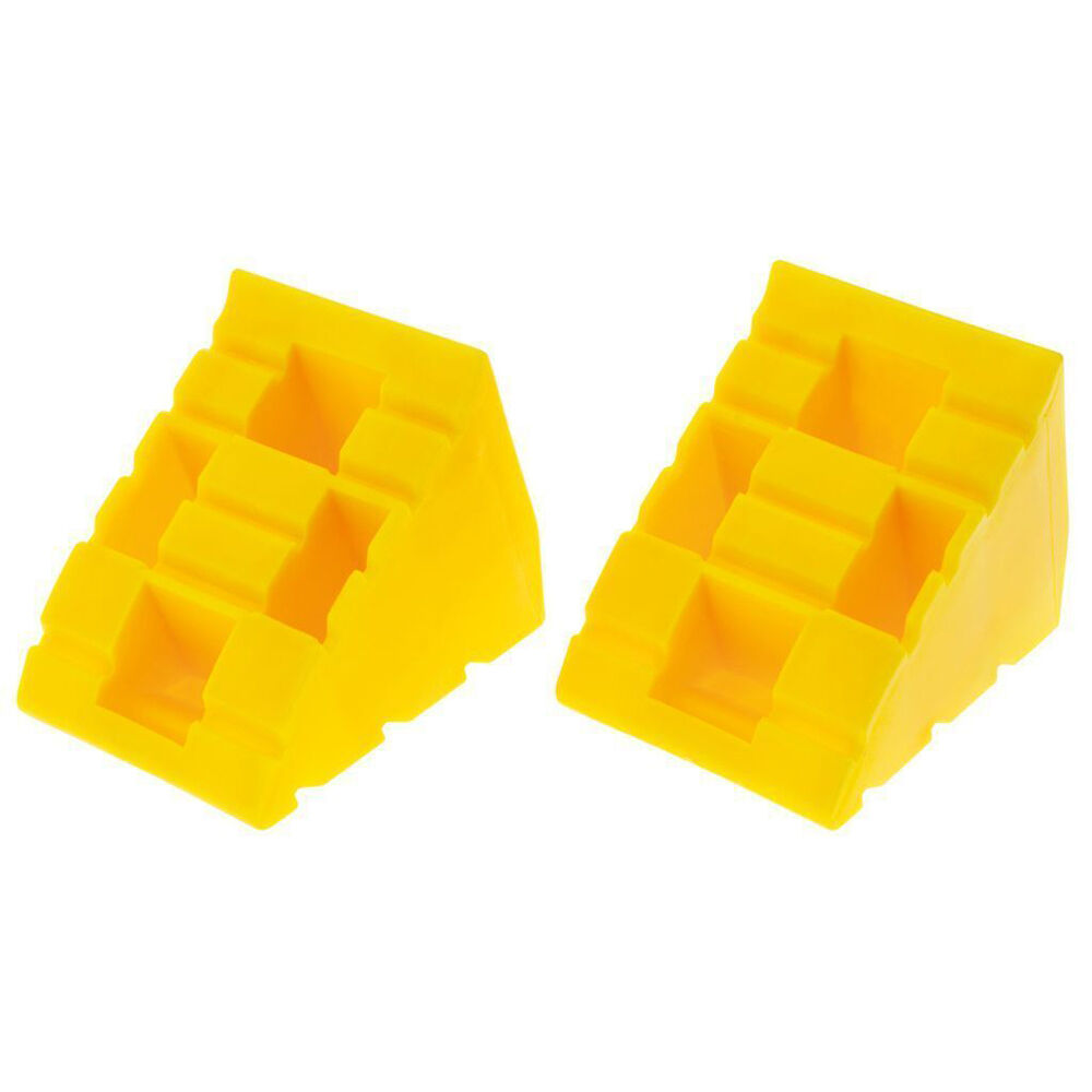 2x 2pc Hulk Plastic Levelling Caravan/Motorhome Ramp Chocks Yellow