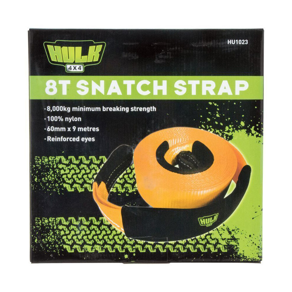 Hulk Heavy Duty Nylon Snatch Recovery Strap 8000kg 60mm x 9m Orange