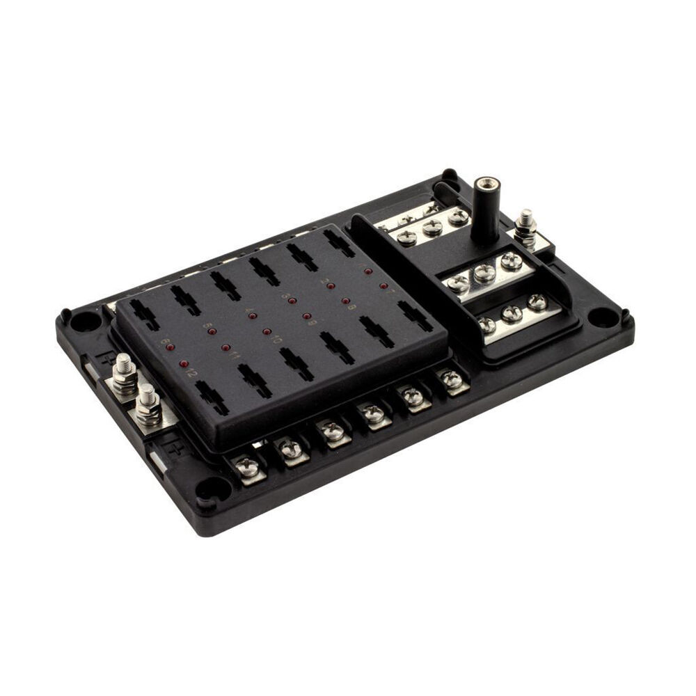Hulk Weather-Proof Blade Vehicle Fuse/Distribution Box w/ Cover 12-Way