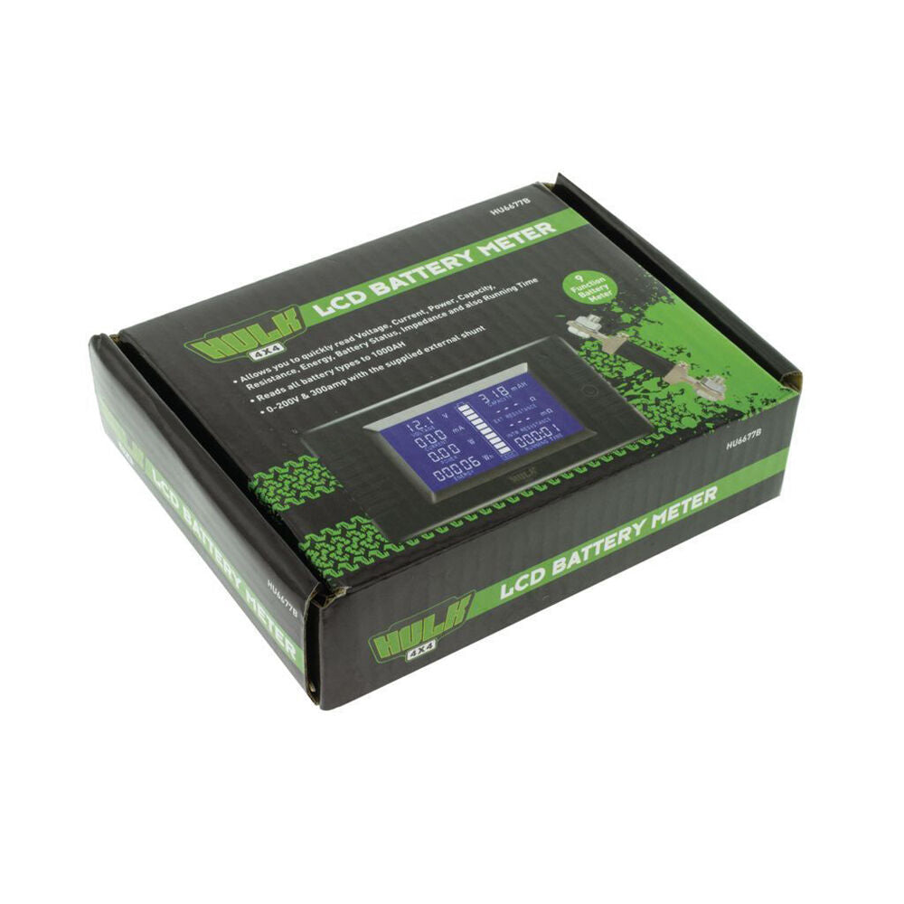 Hulk LCD Real Time Battery Voltage and Capacity Meter w/ 300A Shunt Black