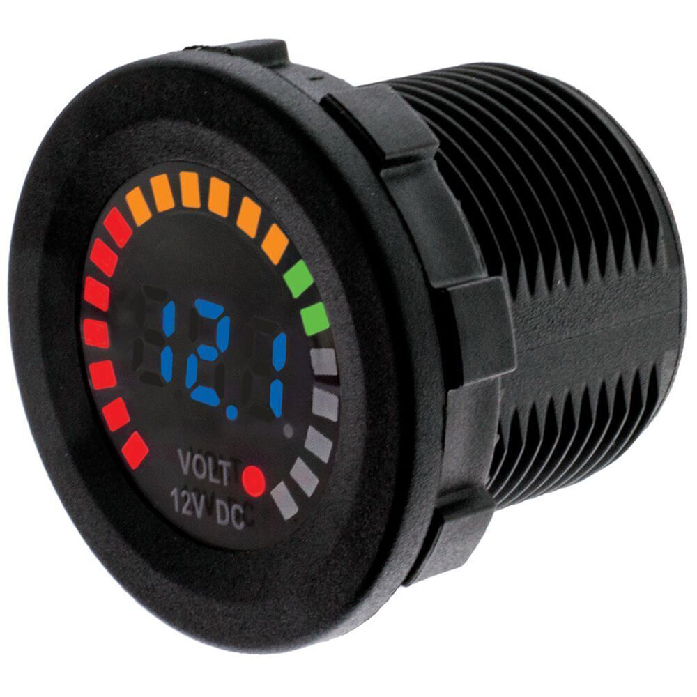 Hulk Vehicle DC Voltmeter Device w/ Colour Indicator 12V Black