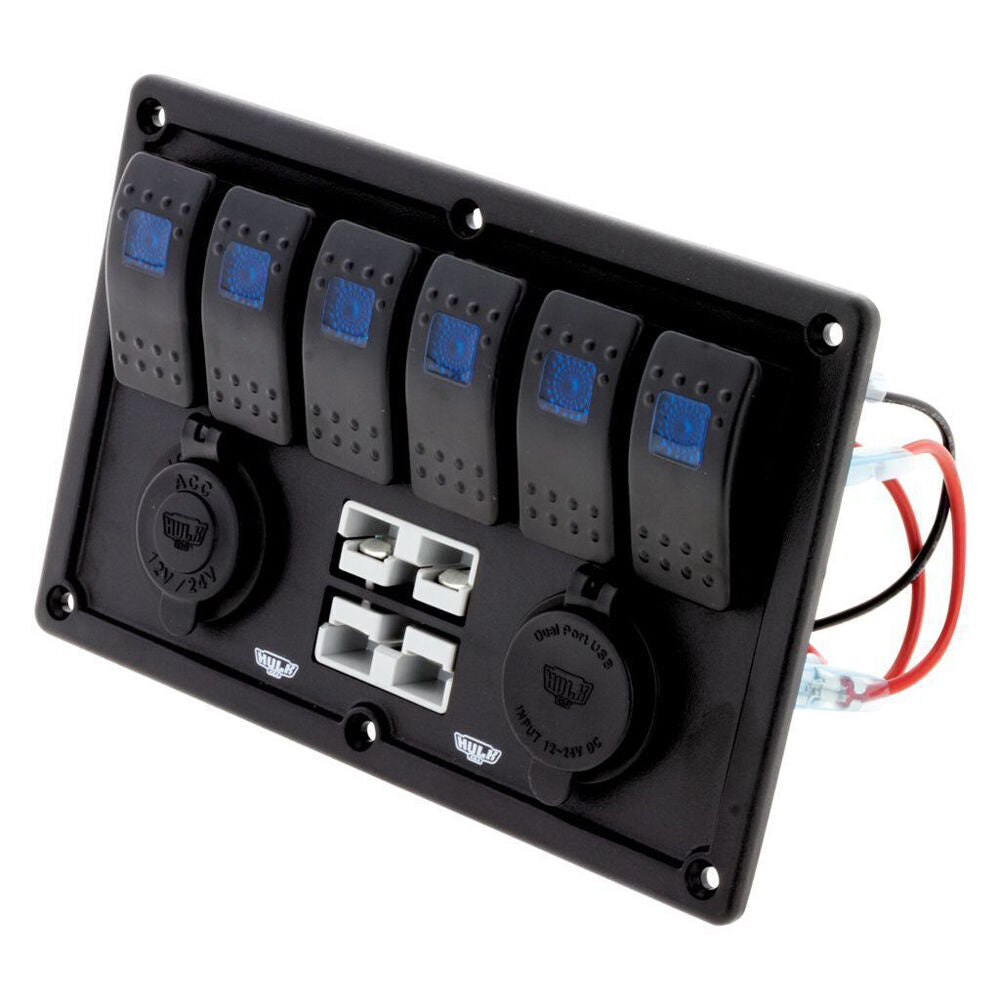 Hulk Switch Panel w/ 50A Plugs Accessory Socket & Dual USB 6-Way