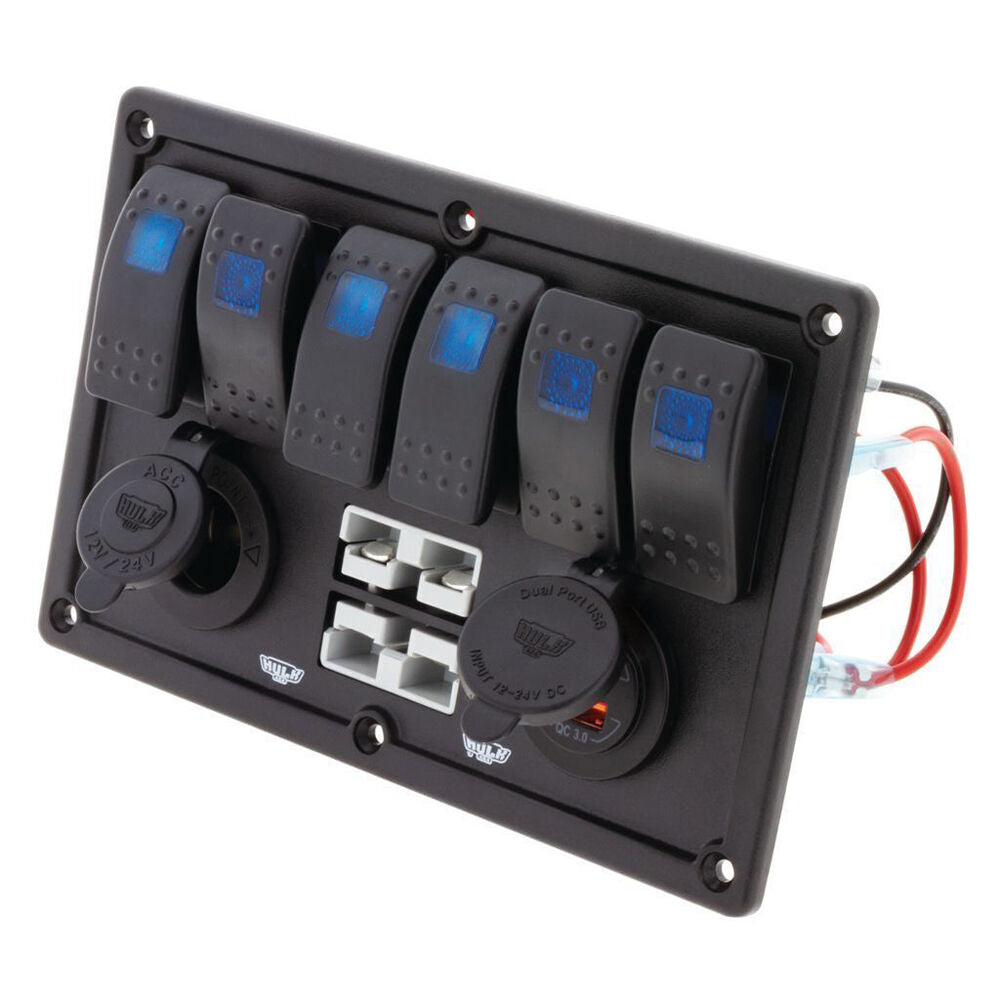 Hulk Switch Panel w/ 50A Plugs Accessory Socket & Dual USB 6-Way