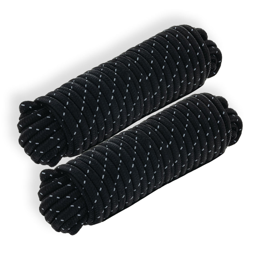 2pk Hulk 4x4 Durable 15m Hi-Vis Reflective Rope - Black