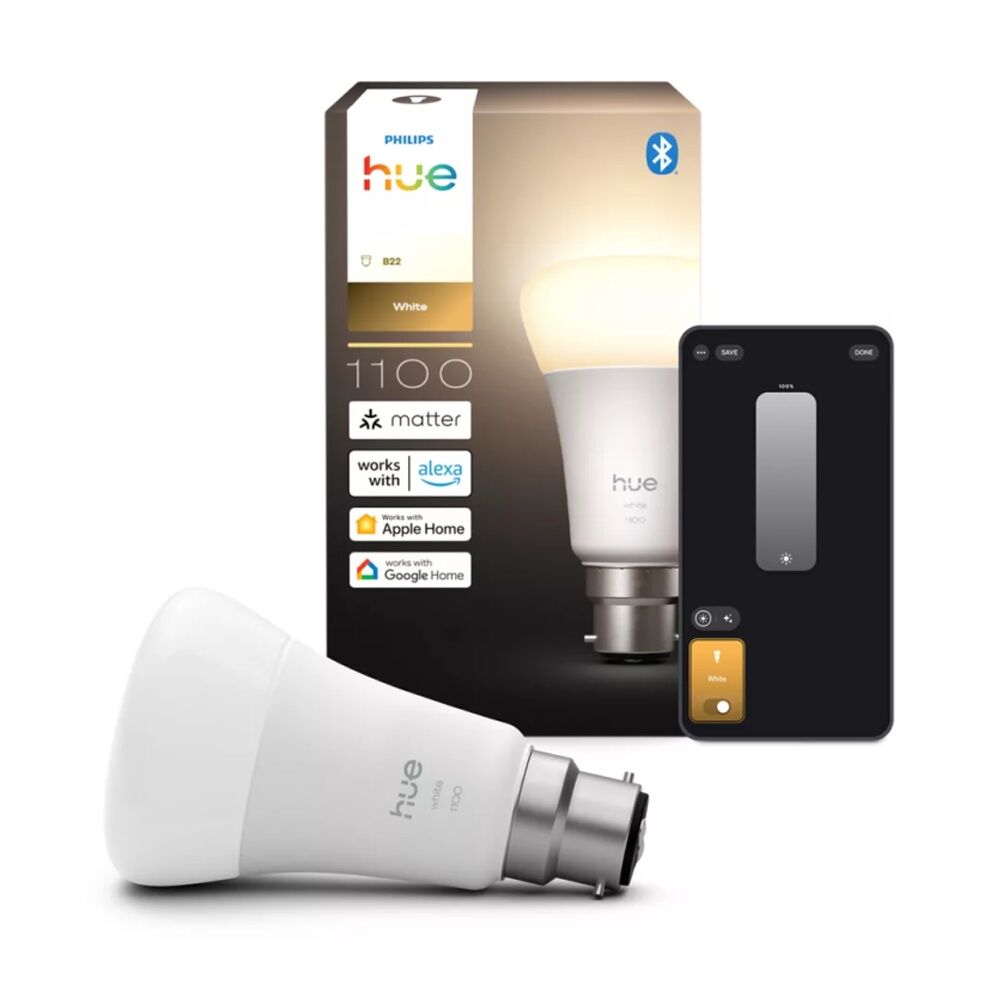 Philips Hue 9.5W A60 V2 Smart LED Warm White Lightbulb B22