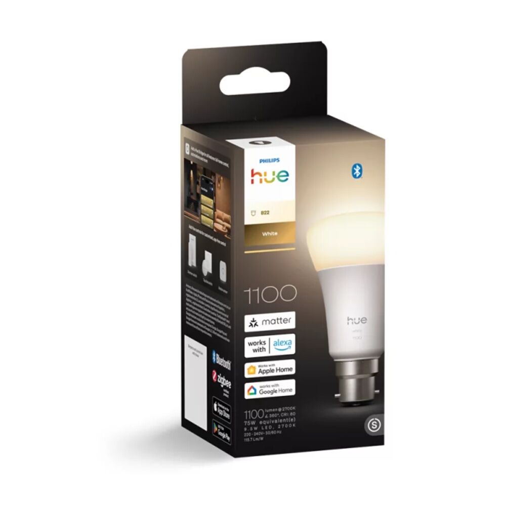 Philips Hue 9.5W A60 V2 Smart LED Warm White Lightbulb B22