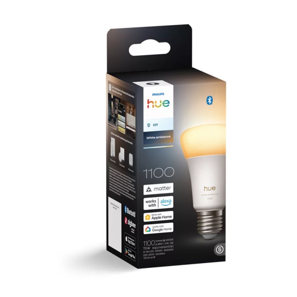 Philips Hue 1100 A60 LED White Ambience Brightness Adjustable Lightbulb E27