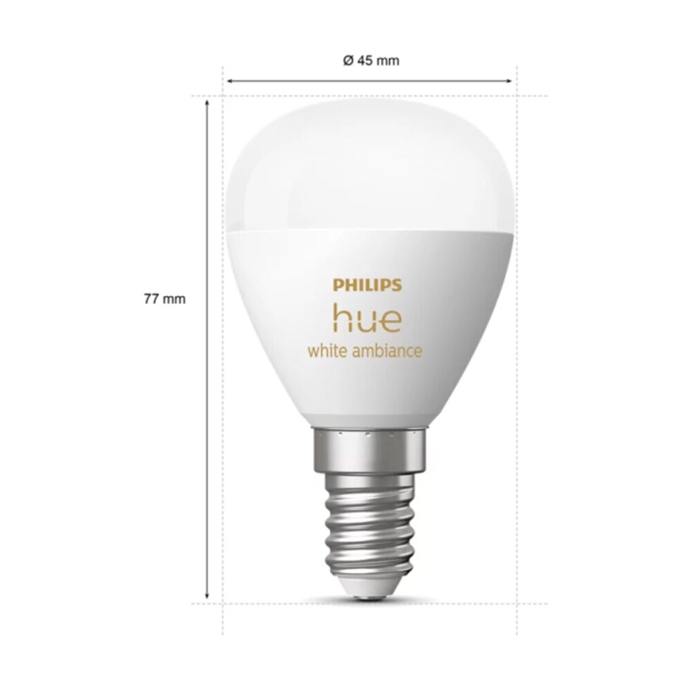 2PK Philips Hue Luster E14 Compact White Ambient Smart Lightbulb 5.1W
