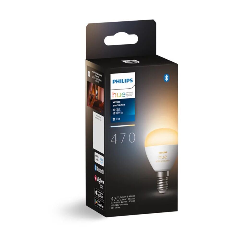 2PK Philips Hue Luster E14 Compact White Ambient Smart Lightbulb 5.1W