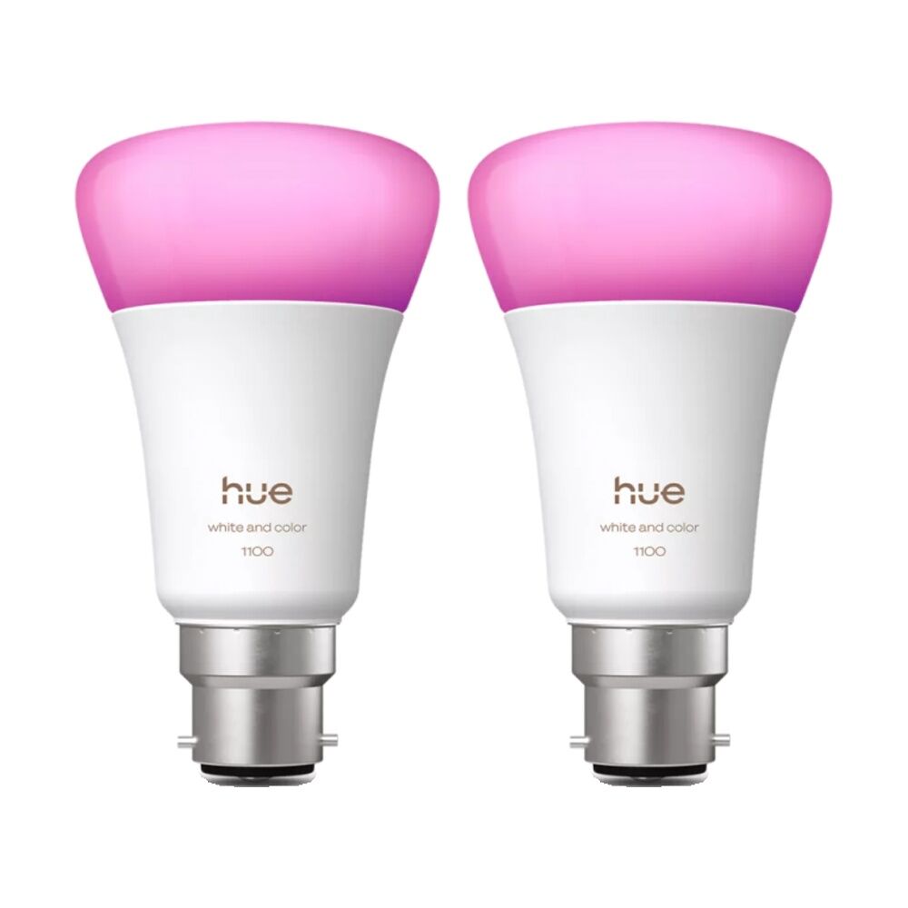 2PK Philips Hue White/Colour Ambience A60 B22 V2 Adjustable Smart Lightbulb 11W