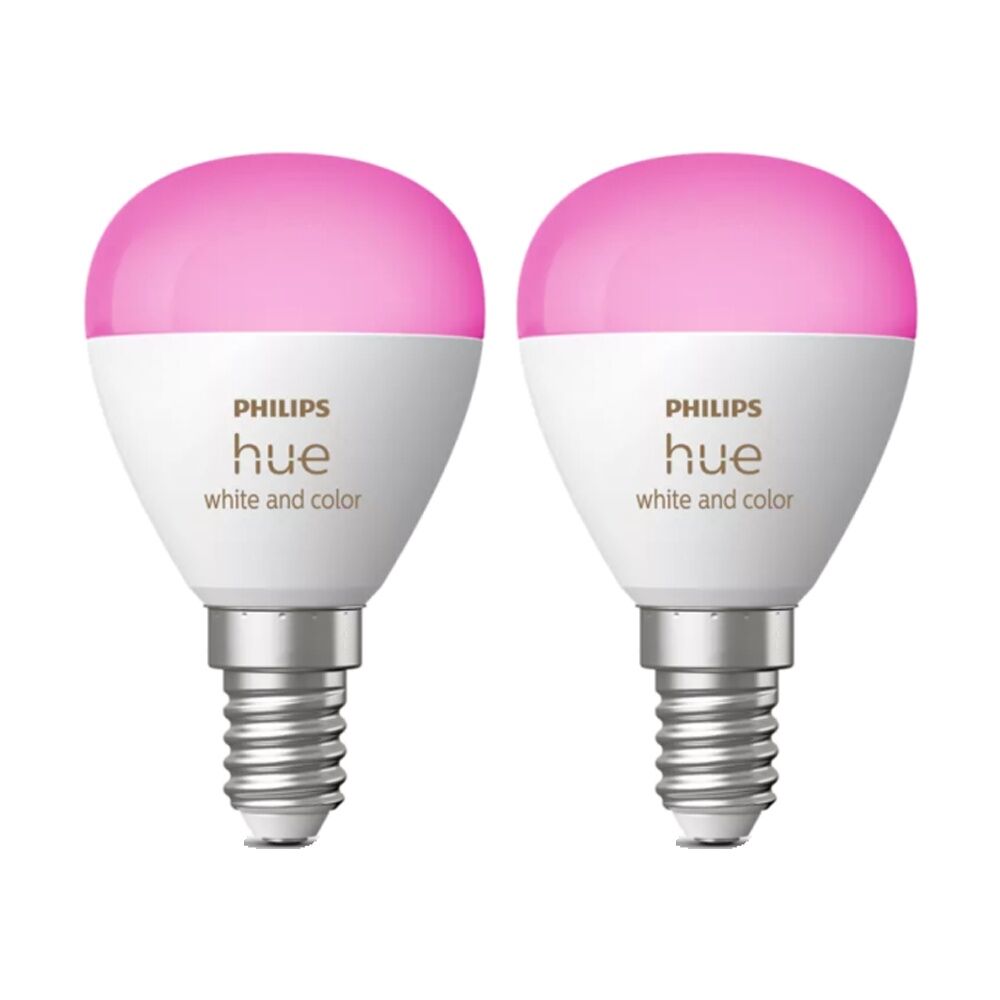 2PK Philips Hue White/Colour Ambience Luster E14 Smart LED Lightbulb 5.1W