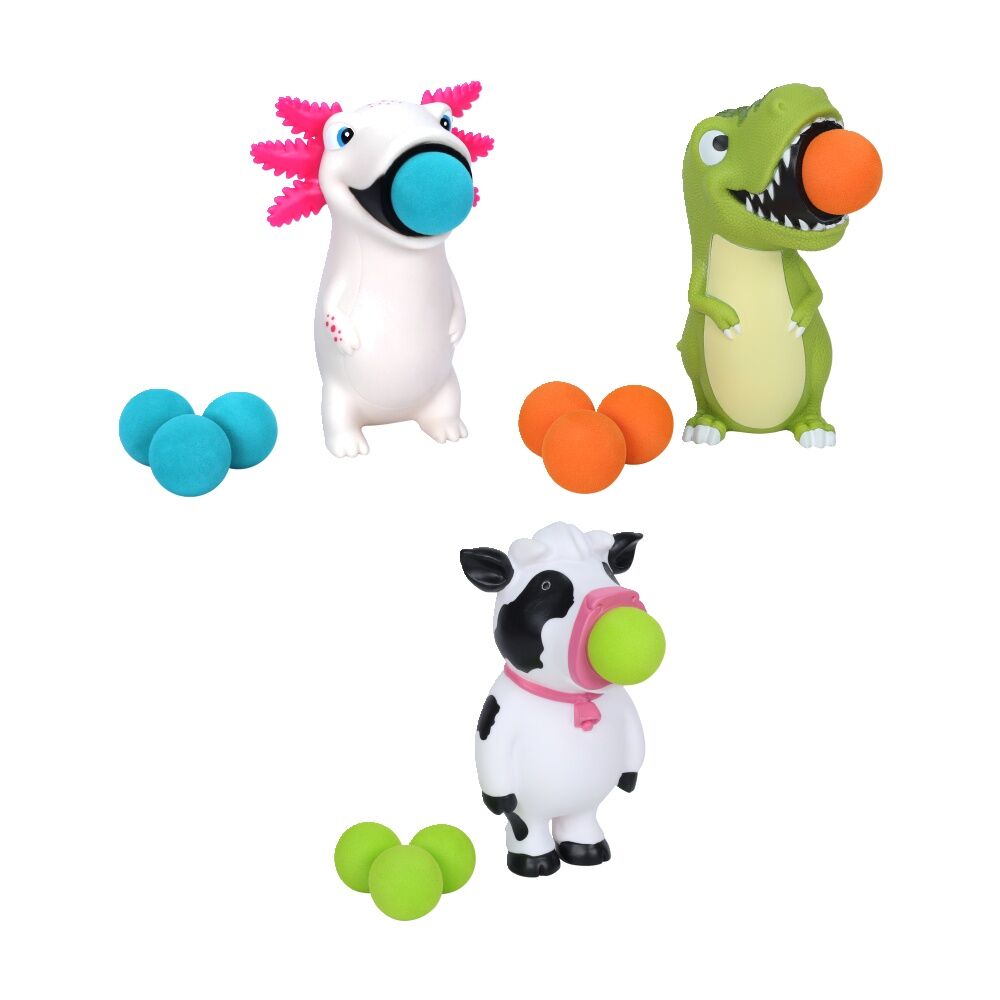 Hog Wild Axoloti Moo & T-Rex Popper Soft Foam Ball Shooter Indoor/Outdoor Toy