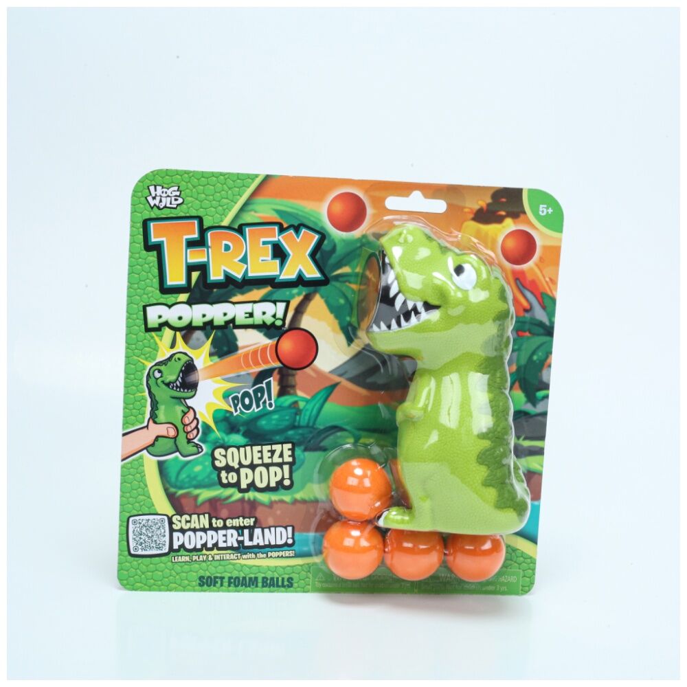 Hog Wild Axoloti Moo & T-Rex Popper Soft Foam Ball Shooter Indoor/Outdoor Toy