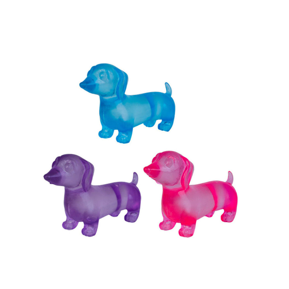 4PK Smooshos Super Squeeze Dachshund Soft Compact Multi-Coloured Squishy Toy Assorted