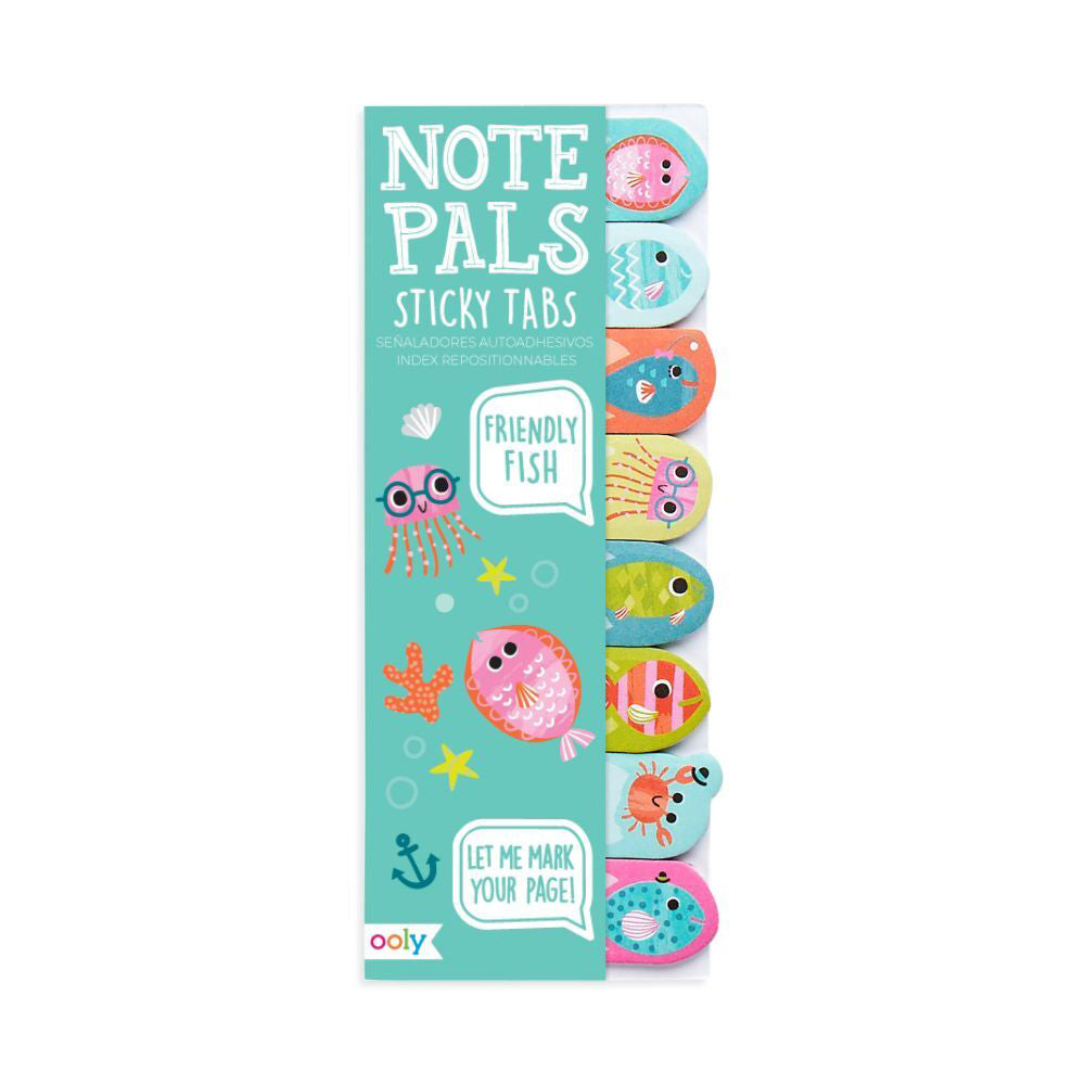 6PK Ooly School Sticky Note Pals 120-Tabs 6y+ - Friendly Fish
