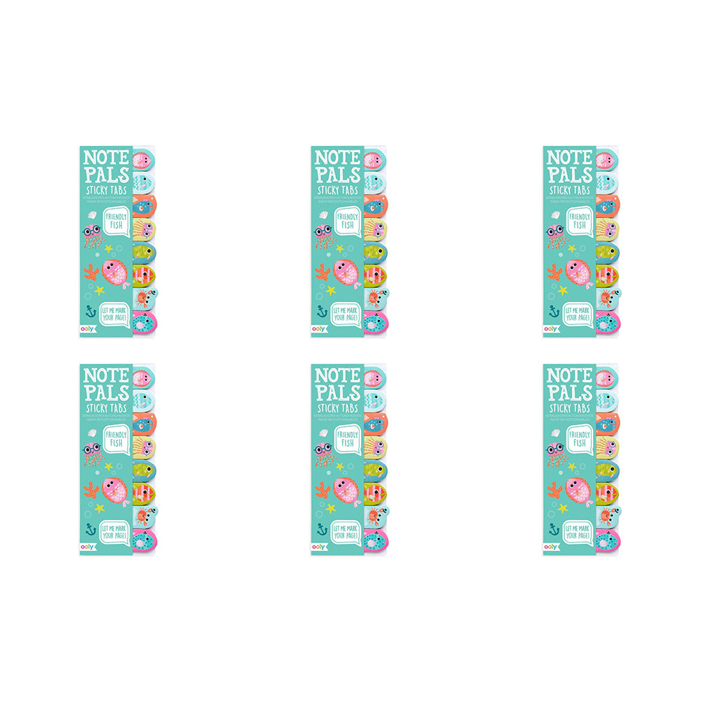 6PK Ooly School Sticky Note Pals 120-Tabs 6y+ - Friendly Fish