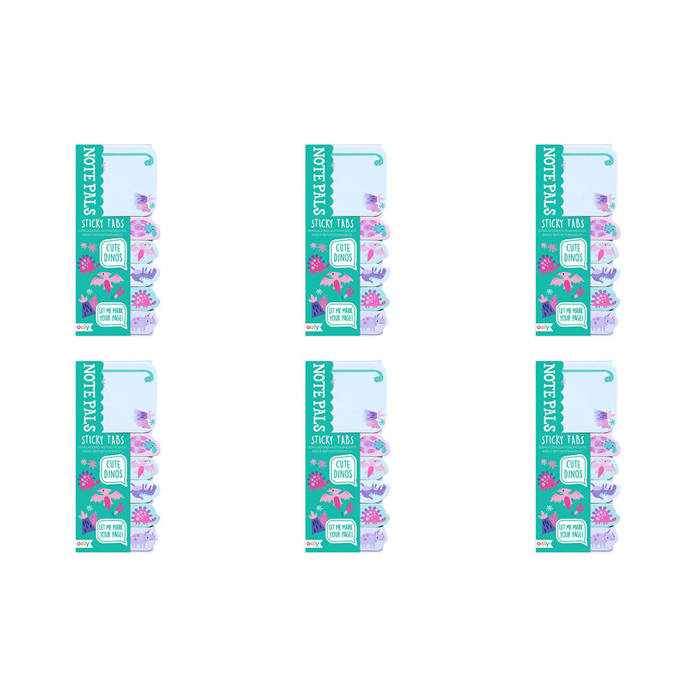 6PK Ooly School Sticky Note Pals 120-Tabs 6y+ - Cute Dinos