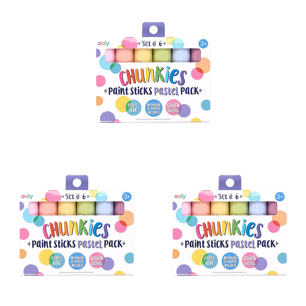 3x 6pc Ooly Pastels Chunkie Paint Stick Art Colouring Set Kids 3y+