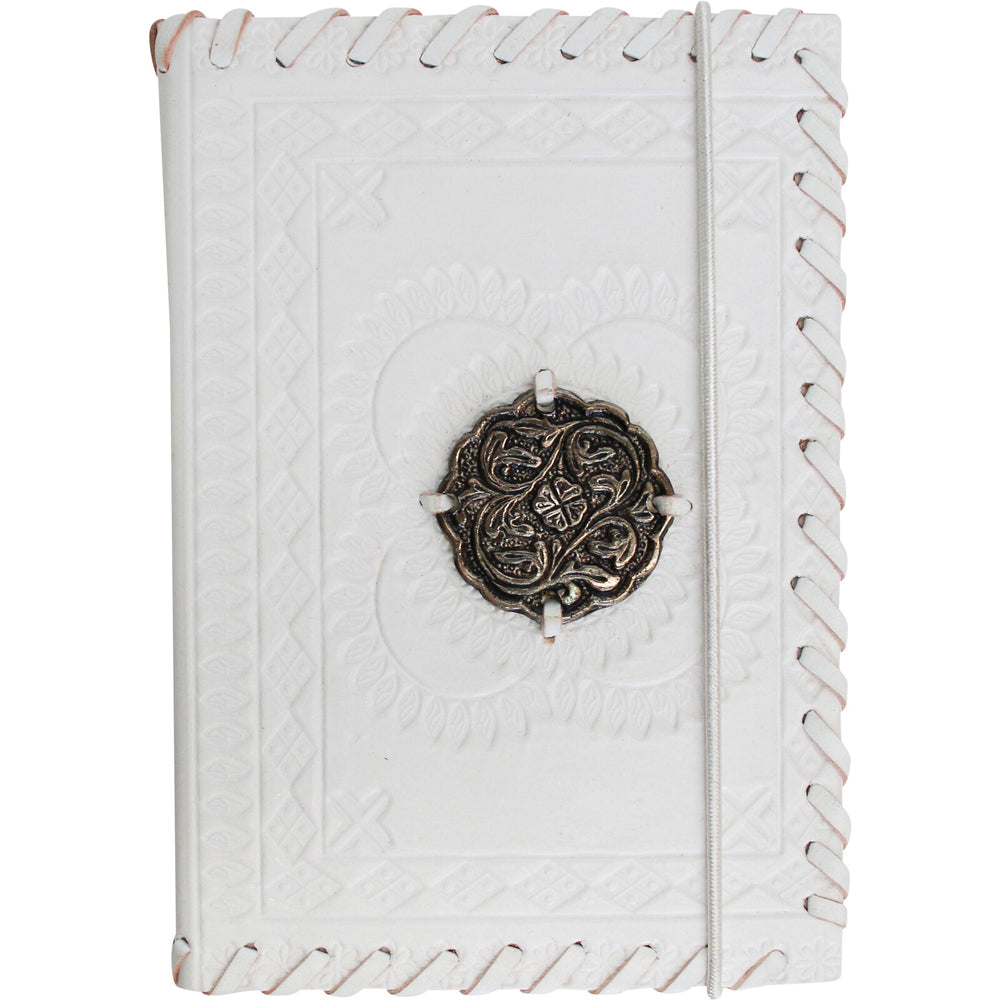 4PK LVD Leather Writing Notebook Office Stationery 15cm - White Medal