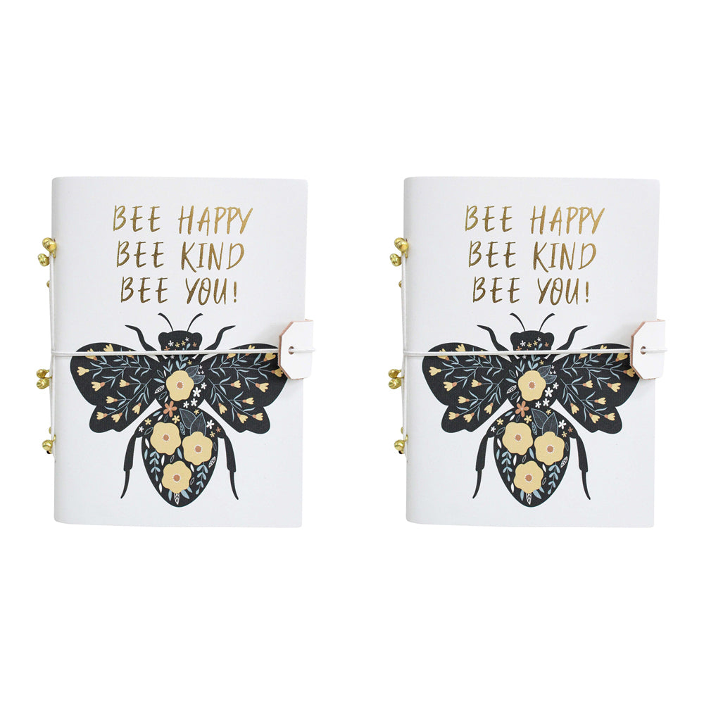 2PK LVD Leather Bee Happy Decorative Notebook Diary/Journal
