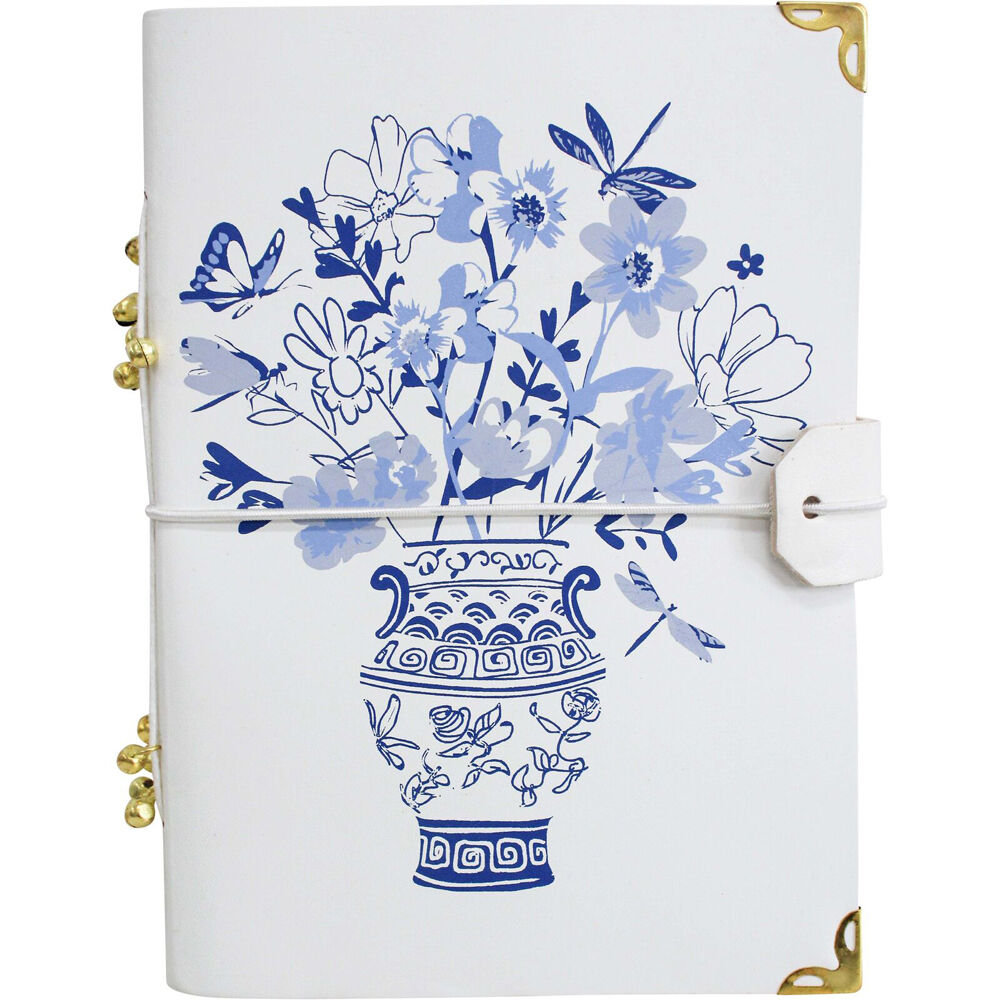 LVD Leather Cover Paper Notebook Writing Journal 18x13cm Hamptons Bouquet
