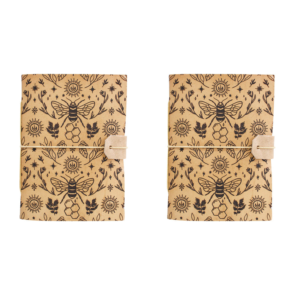 2PK LVD Leather Note Book Spring Bee Stylish Hard Cover Journal/Diary