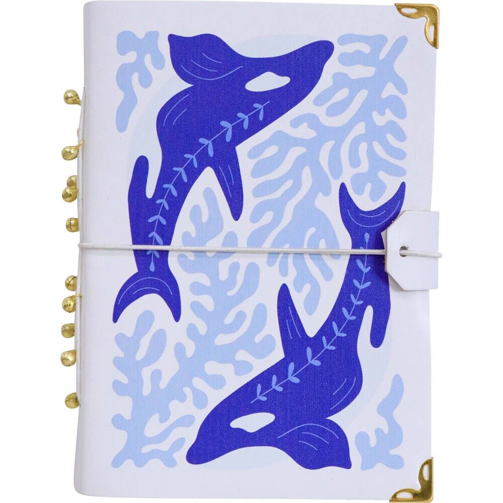 2PK LVD Leather Notebook Writing Stationery 18x13cm - Blue Whale
