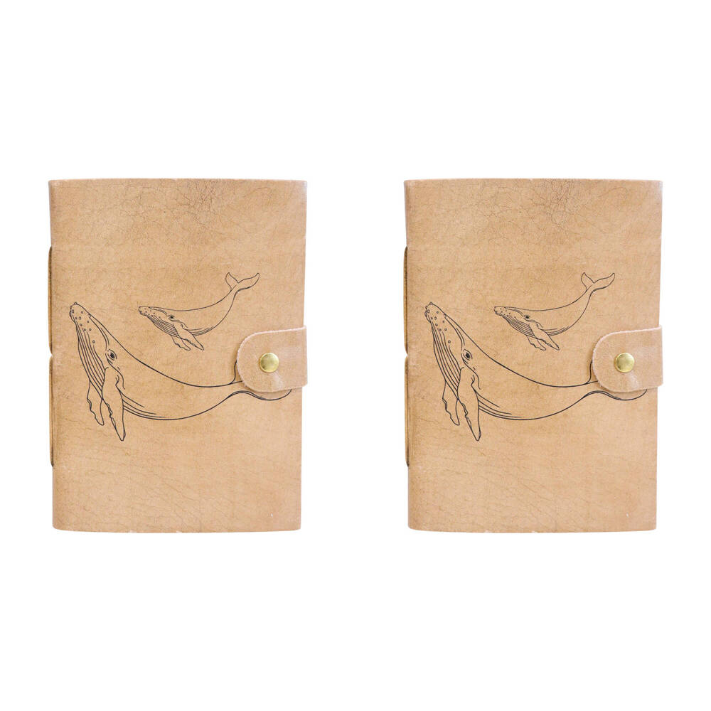 2PK LVD Leather Notebook Writing Stationery 18x13cm - Whale Natural