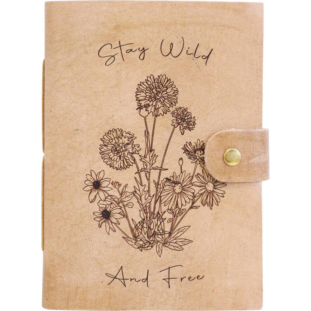 2PK LVD Leather Notebook Earth Flowers Writing Stationery 18x13cm - Brown